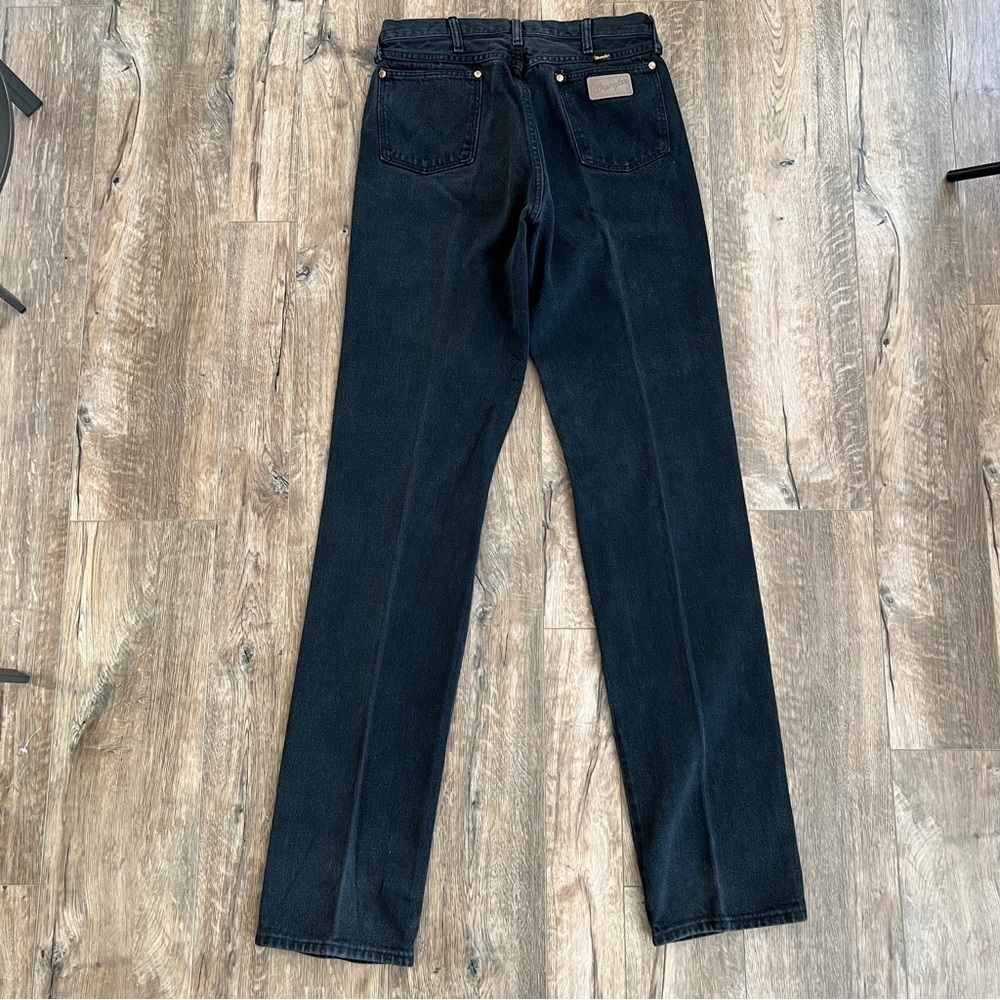 Wrangler Vintage 90s Washed Black Cowboy Cut Long Straight Leg Jeans - Picture 8 of 9